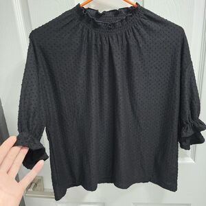 Madewell Black Textured Blouse Size S